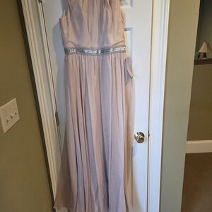 JS Collections Light Pink Maxi Dress with Silver Detail